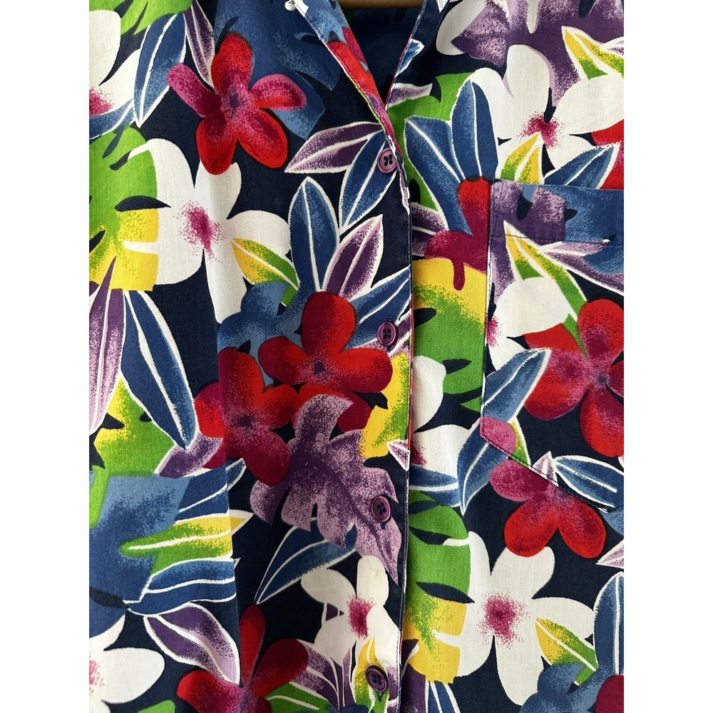 Vintage Hawaiian Shirt Mens Small Tropical Floral Camp Button Up Cotton - Picture 7 of 7